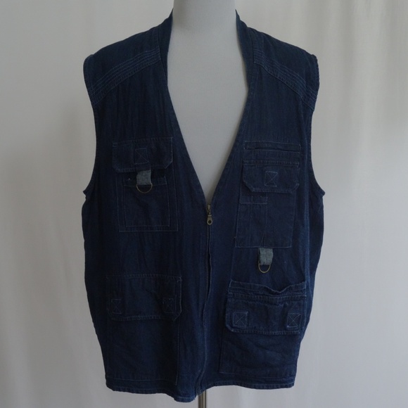 denim fishing vest